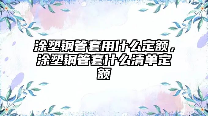 涂塑鋼管套用什么定額，涂塑鋼管套什么清單定額